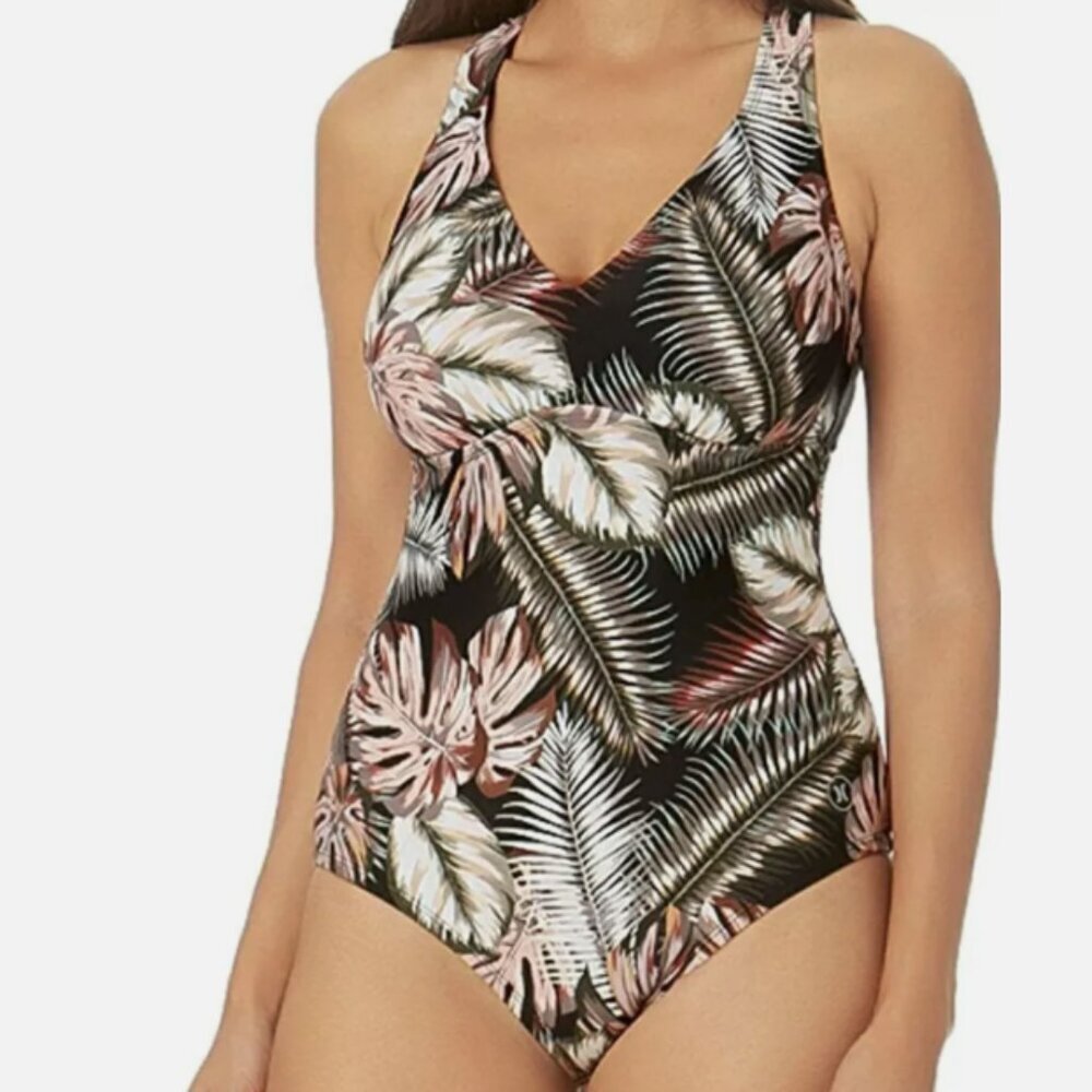 HURLEY Women’s One Piece Bathing Suit Swimsuit‎ Racerback Floral XL Beach Pool